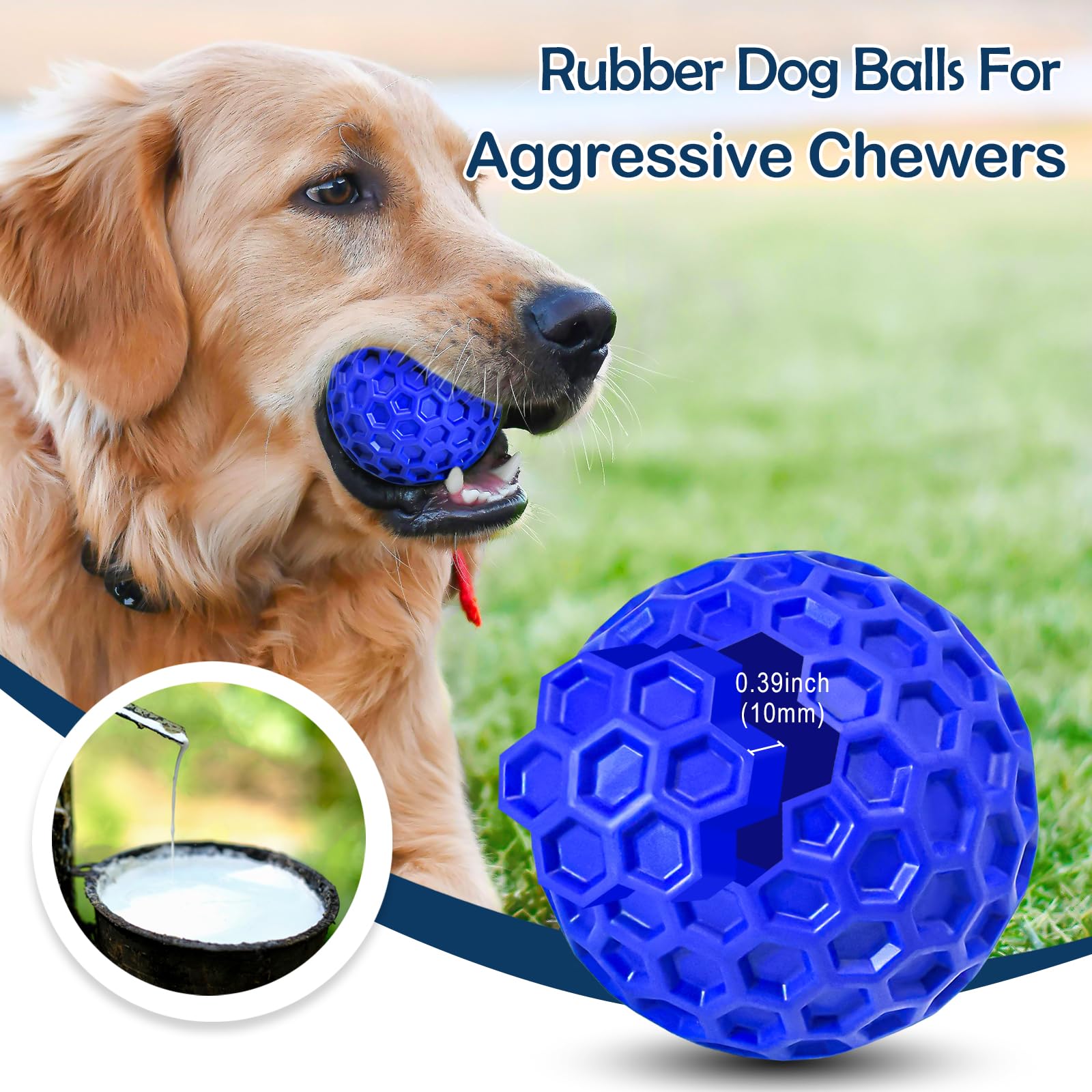 Pelota chirriante indestructible para perros, limpia los dientes, alivia la ansiedad, juguete interactivo para masticadores agresivos, juguete para perros para razas grandes y medianas,