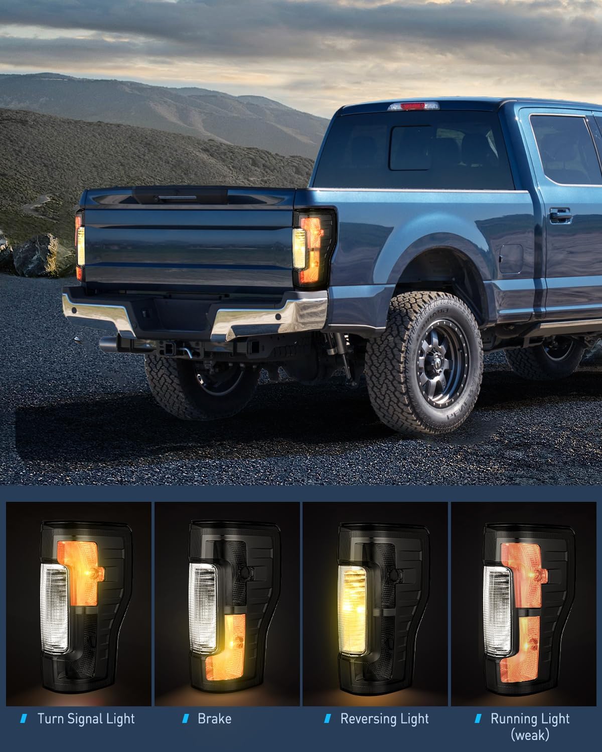 Nilight Taillight Assembly Compatible with 2017 2018 2019 Ford F250 F350 Super Duty Rear Lamp Replacement OE Style Passenger Side Smoke Lens