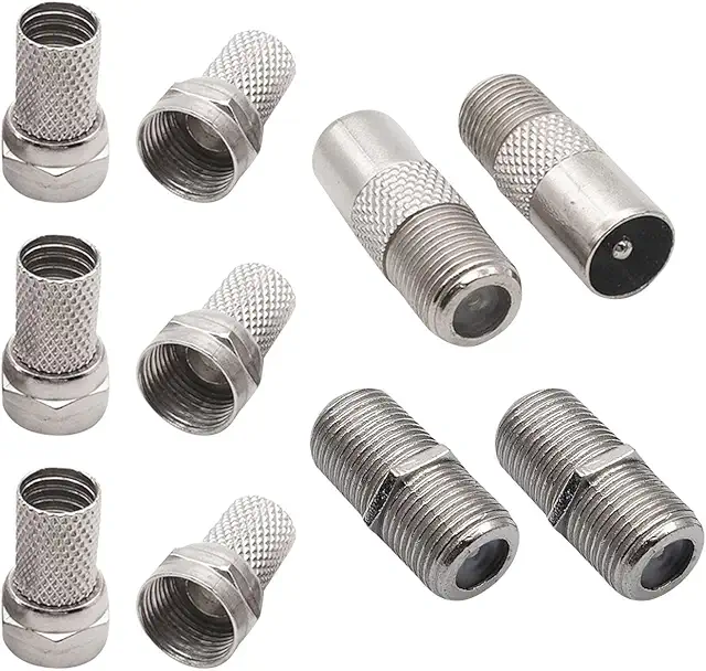 Adaptateur Antenne TV : 10 Connecteurs Coaxiaux Mâles F pour Câble Satellite