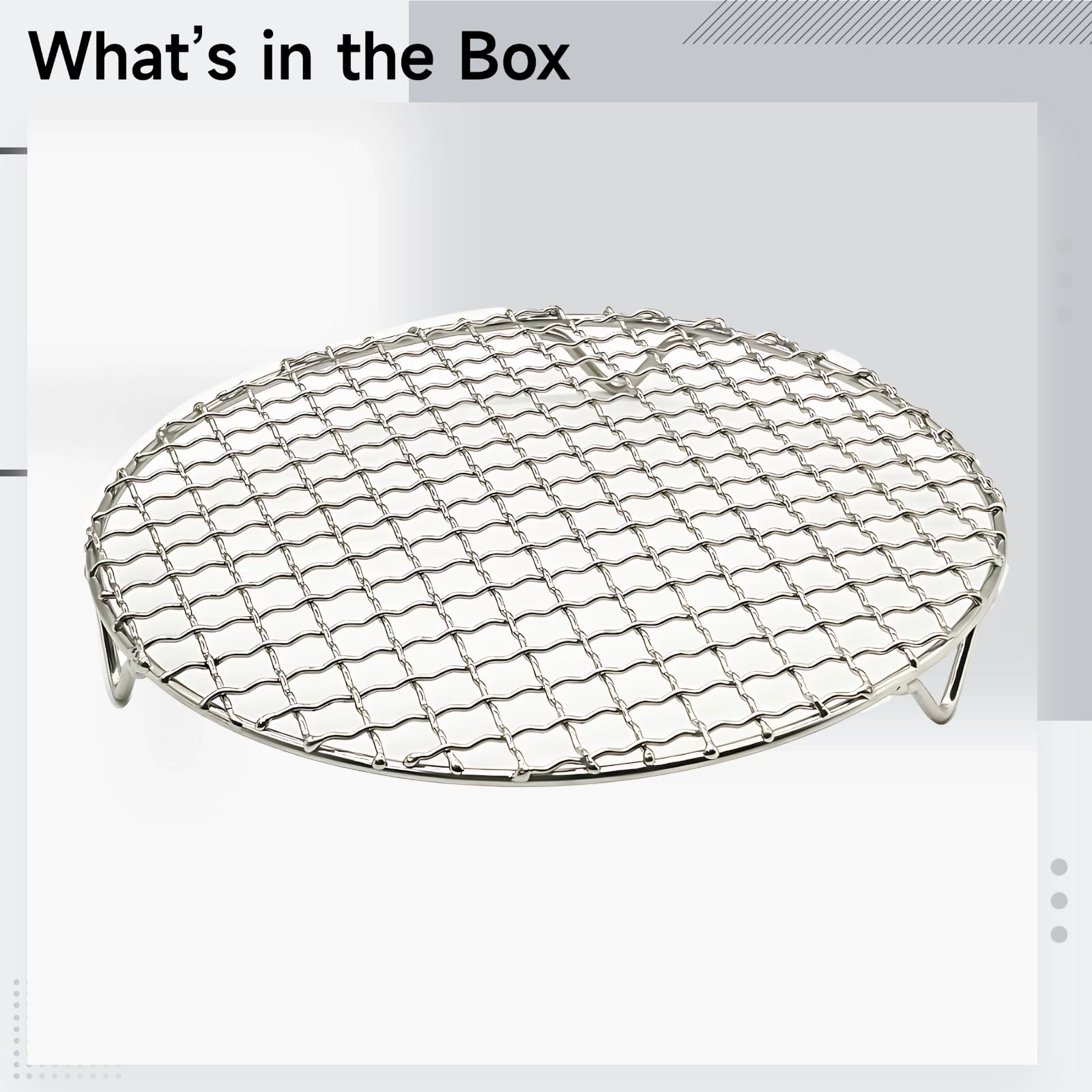 Grille ronde pour friteuse à air de 20 cm, en acier inoxydable avec pieds, accessoires à maille fine pour griller, rôtir, sécher, cuire et cuire à la vapeur