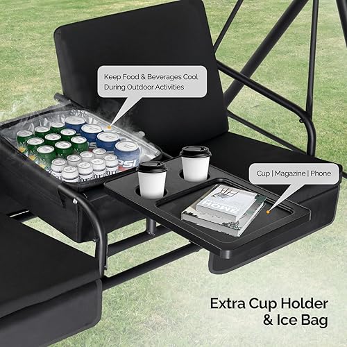 Miniatura 6 de VINGLI Columpio de porche al aire libre con toldo, columpio de toldo resistente de 550 libras con soporte para tazas, bolsa de hielo y cojines para