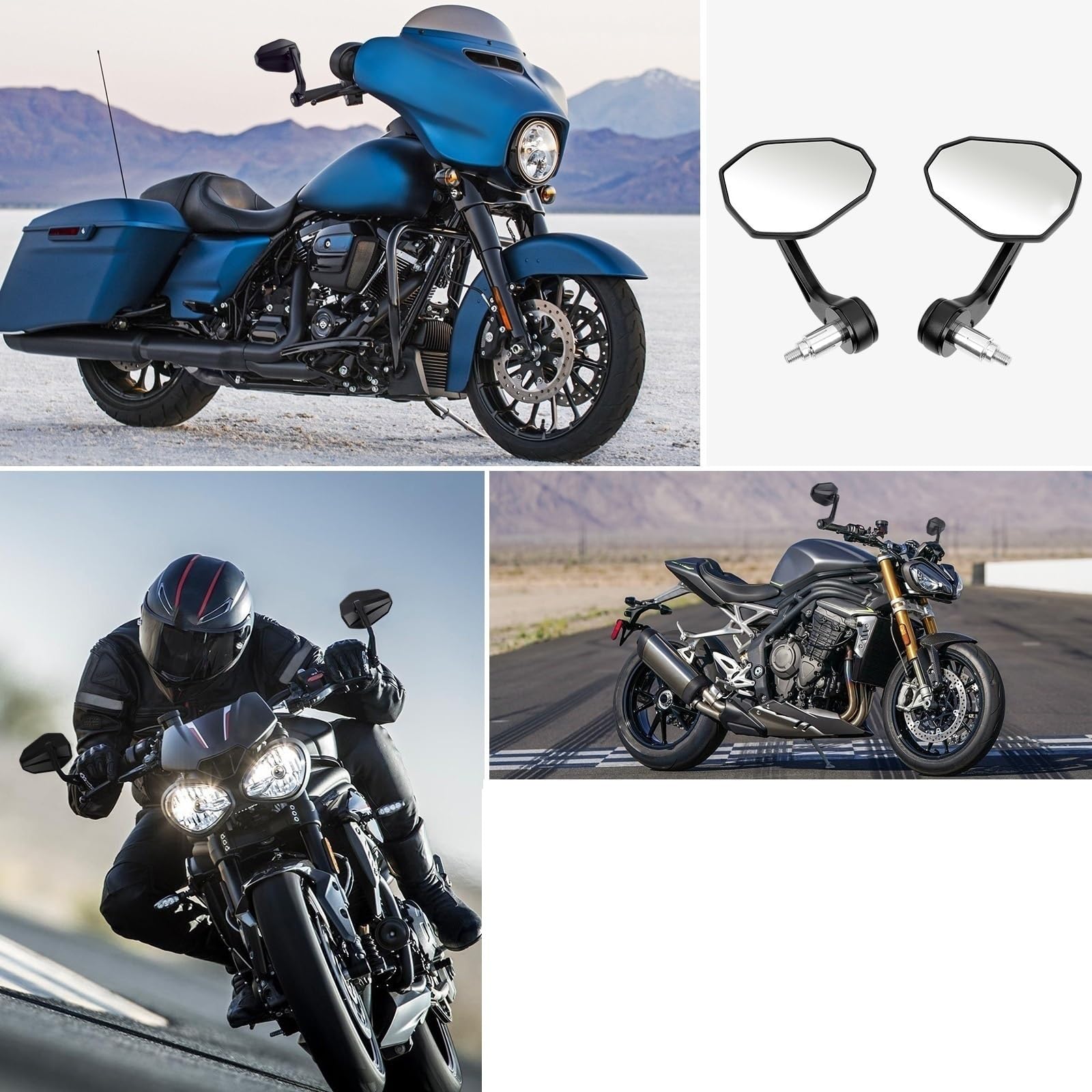Moto Lusterko końcówkowe kierownicy Pasuje Do Kierownicy Pasuje Do Yamaha 7/8 Cala 22 Mm Lusterko Boczne Kierownica Motocykla Koniec Uniwersalny Lusterko wsteczne do Motocykla