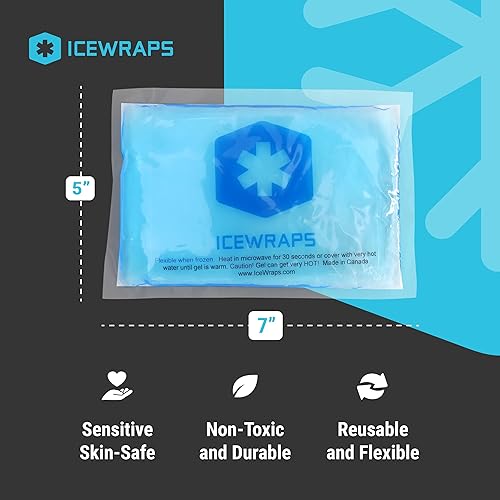 Miniatura 4 de ICEWRAPS Paquete de paquetes de hielo de gel reutilizables de 5 x 7 pulgadas y paquetes de terapia de frío y calor de grado médico de 3 x 5