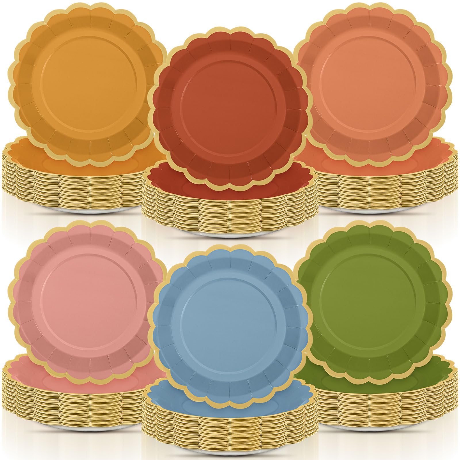 96 Pcs Colorful Paper Plates 9 Inch Floral Party Plates