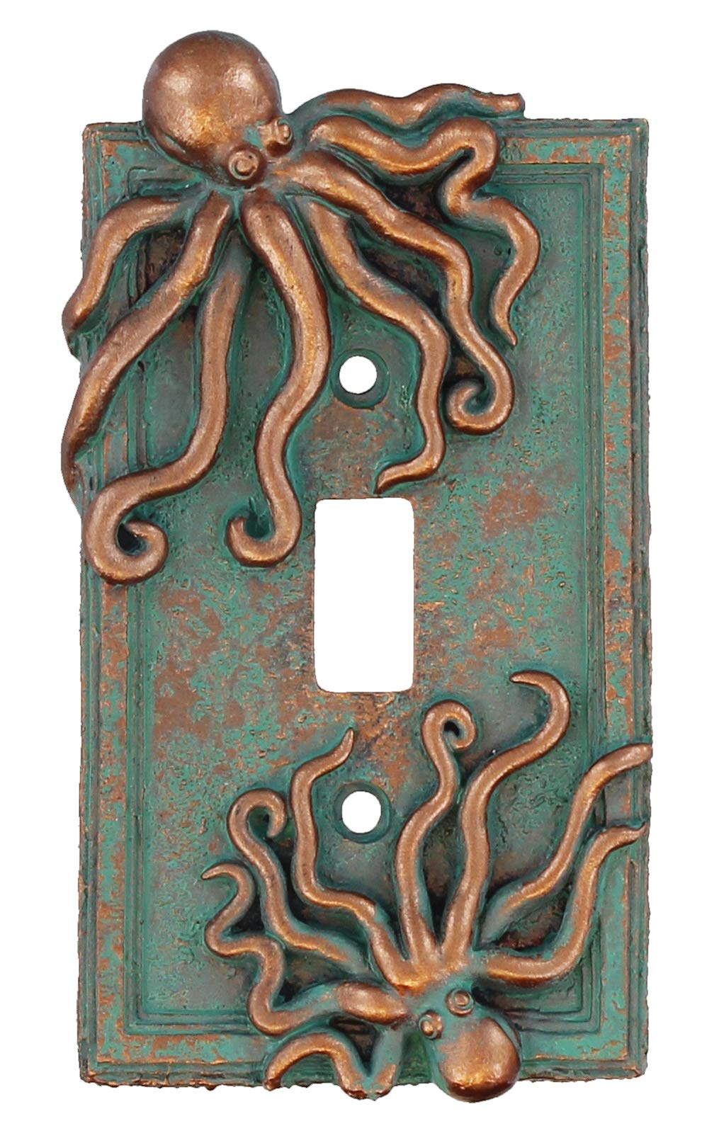 Top Brass Large Octopus/Kraken Electrical Cover Wall Plate Bronze/Verdigris Finish Style 2 - Single Switch, Double, Rocker, Outlet (Single Switch)