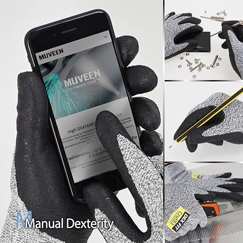 Miniatura 5 de DEX FIT Level 5 Cut Resistant Gloves Cru553, 80 Pairs Bulk, 3D-Comfort Fit, Grip, Lightweight, Touchscreen, Breathable, 1 Box