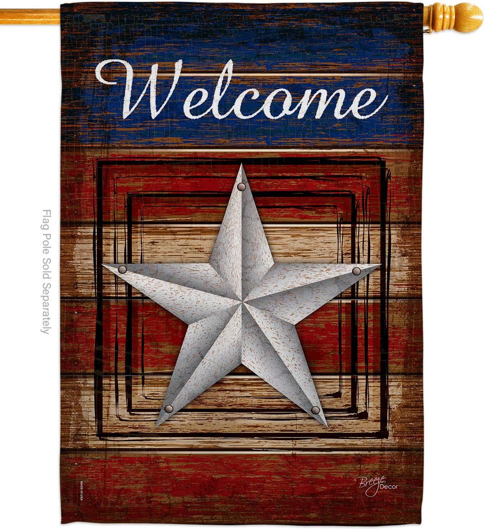 Breeze Decor - Welcome Vintage Americana - Everyday Patriotic Impressions Decorative Vertical House Flag 28" x 40" Printed In USA