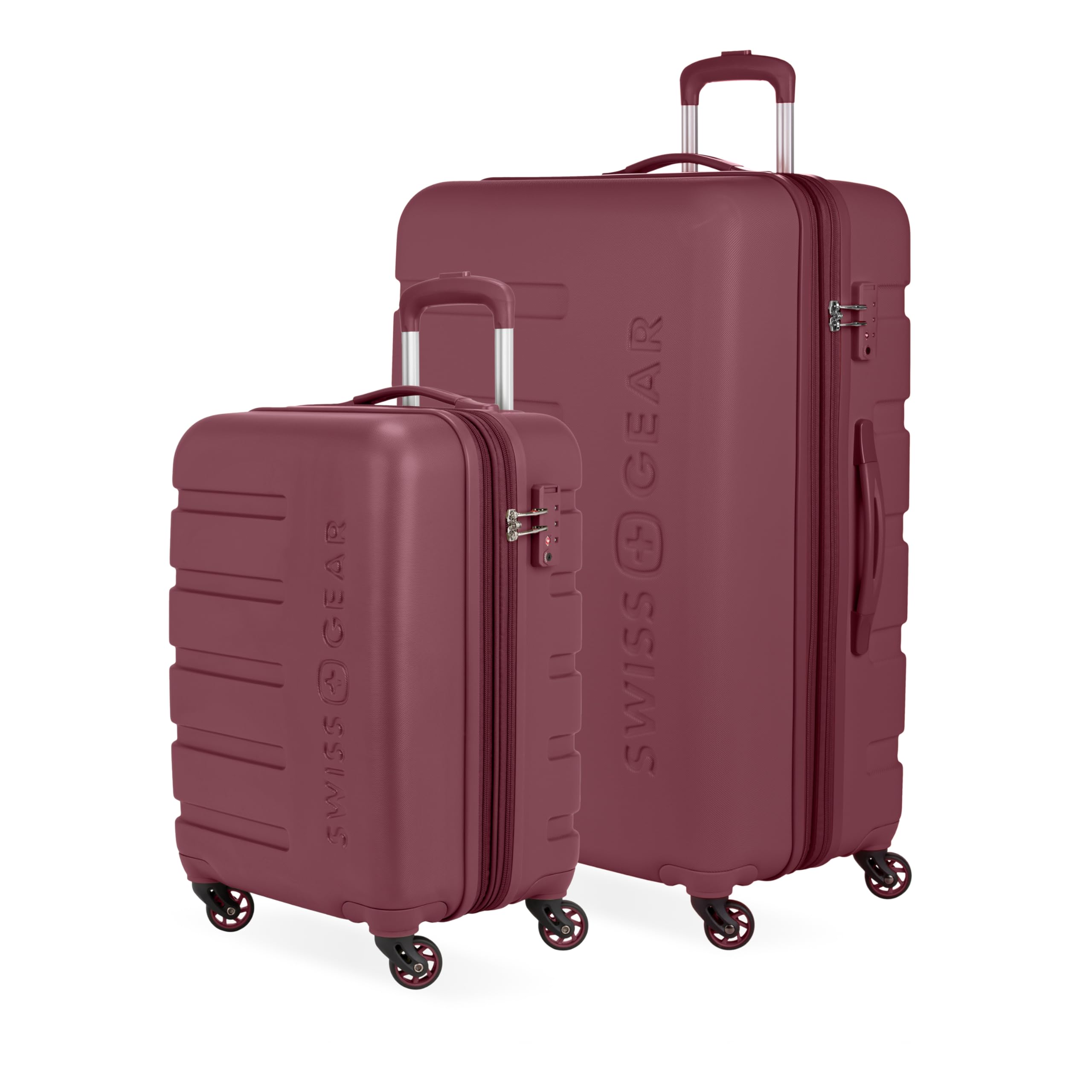 SWISSGEAR Signature Carry-On/Large Hardside Expandable Spinner Luggage Set, ABS Construction, TSA-Friendly Lock, Merlot, 2-Piece Set (19/27-Inch)