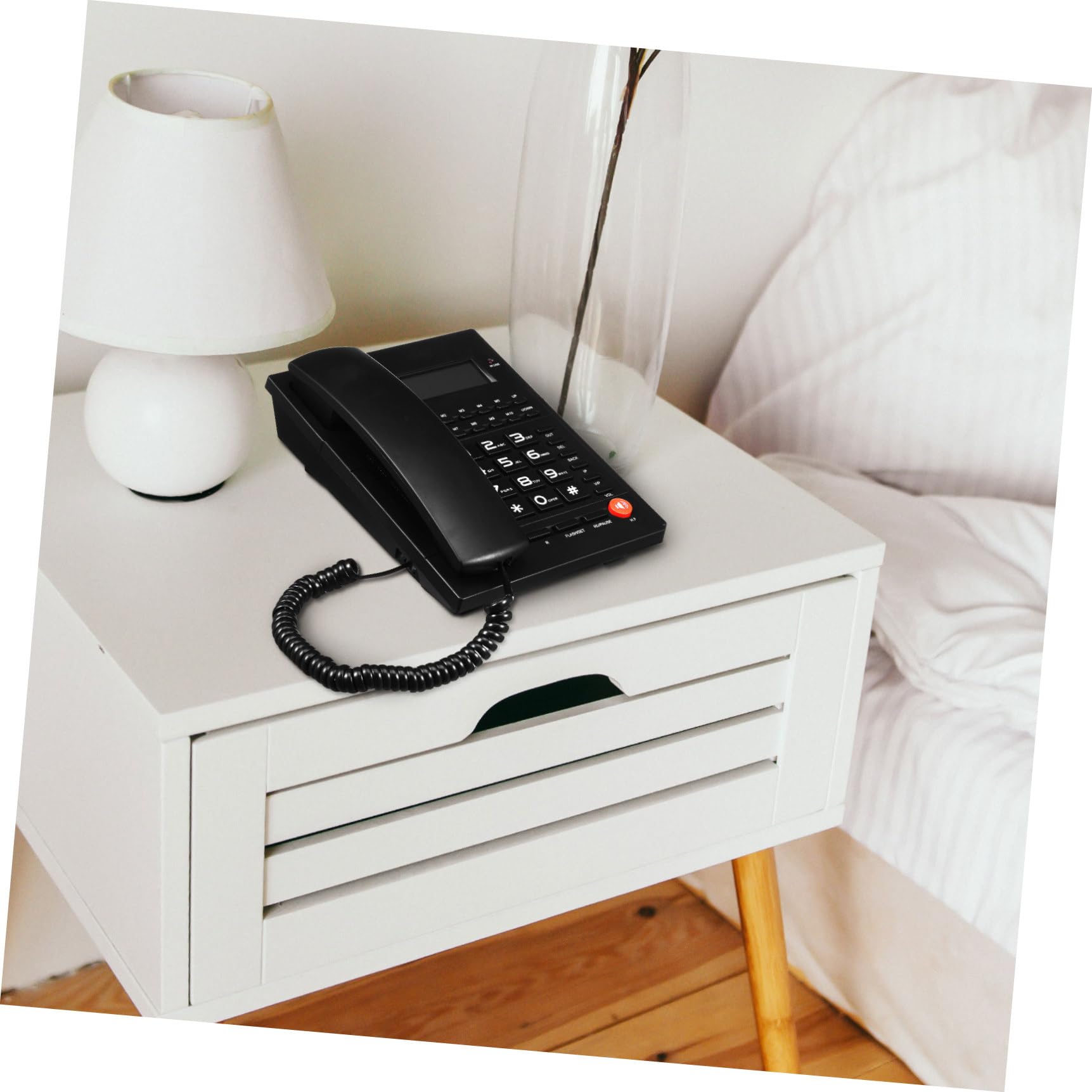 NUOBESTY Telefono Corded con Display Chiamante per Ufficio e Casa Tasti Comodi e Volume per Anziani e Famiglie Design Chiaro e Facile da Usare