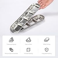 Vista 4 de drizzle 3PCS Salsa Plato de Salsa de Acero Inoxidable Salsa de Tomate de Soja Vinagre Sal Azúcar Especias Sabor Condimento Dip Tazones Coreanos BBQ