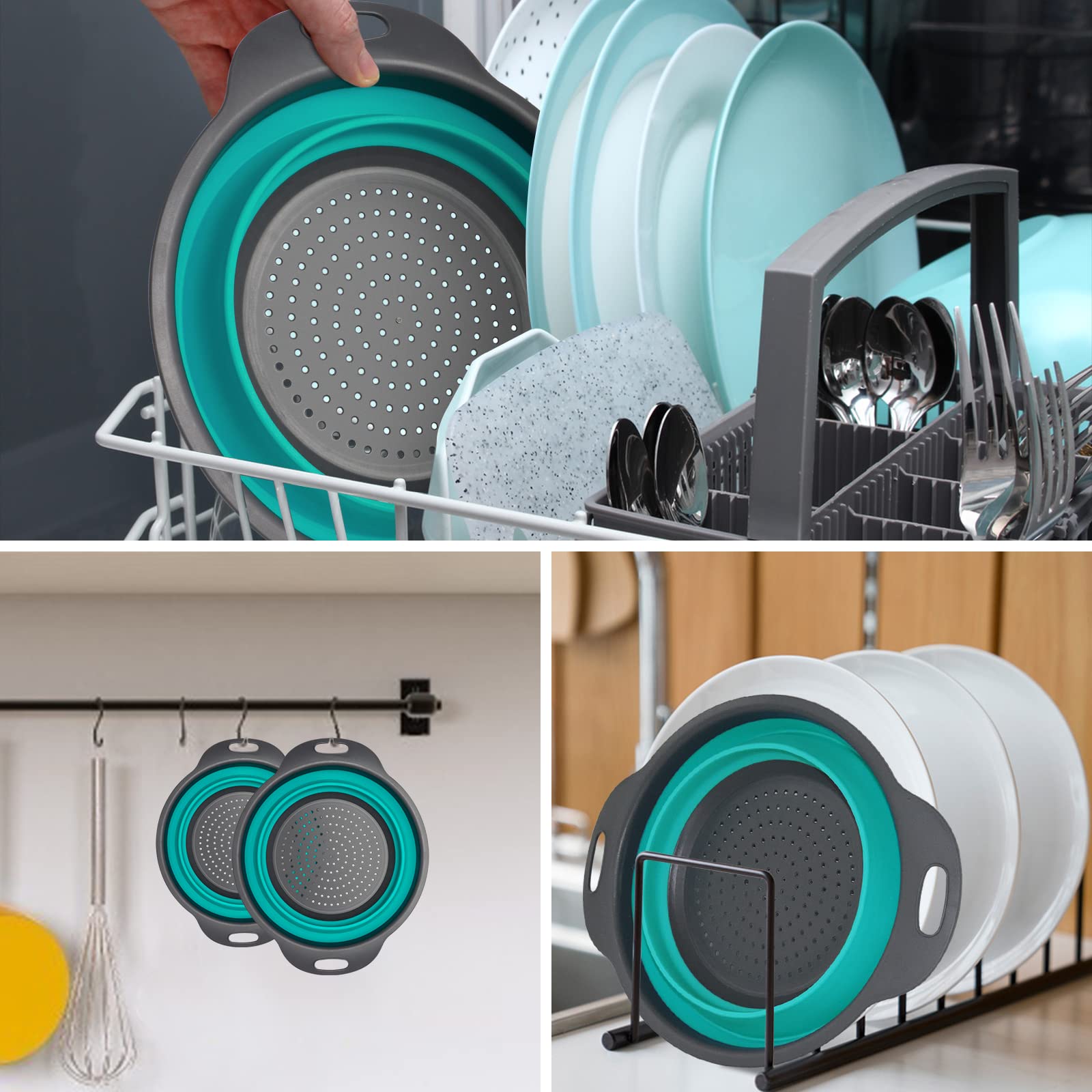 Set D'ustensiles De Cuisine En Silicone Avec Manches En Bois - Écumoire, Cuillère, Passoire Sans BPA | Vert