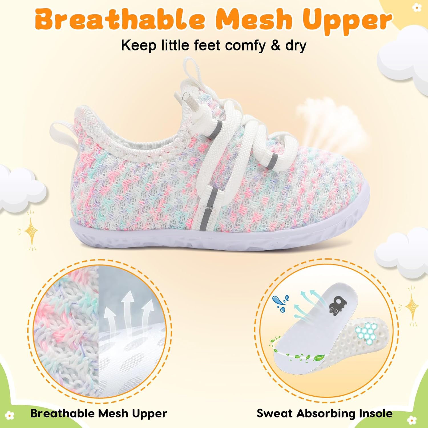 Besroad Baby Boys Girls First Walking Shoes Infant Crib Shoes Breathable Slip On Sneaker Lightweight Barefoot Shoe for Babies - Image 5