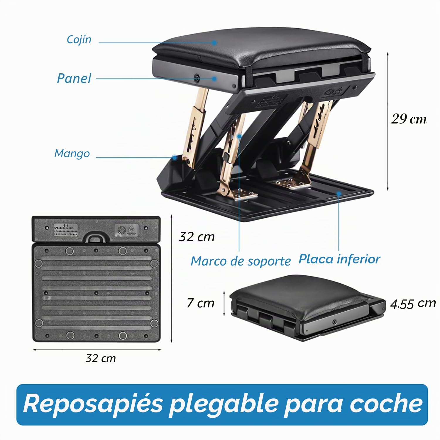Reposa Pies Trabajo Oficina, 4 Niveles de Altura Ajustable, Reposapiés Ergonómico Plegable, con Almohadilla de Reposapiés Suave Extraíble Diseño Ergonómico para Espalda Rodilla