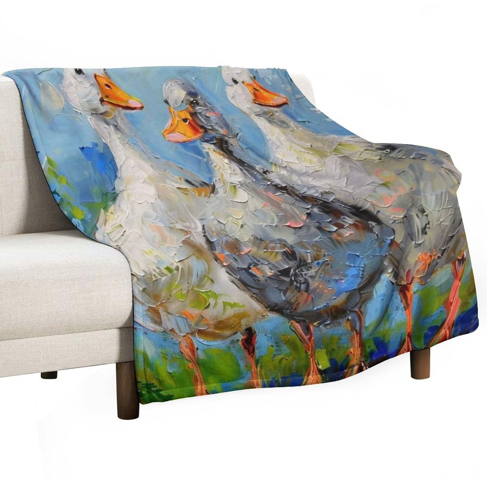 YHGSREUOH Three-Ducks-Country_01 Flannel Blankets Fleece Soft Throw Lightweight Plush Gifts for Couch, Bed, Cozy Sofa Plush, Chair, Lovers 175x200cm(70x80in)