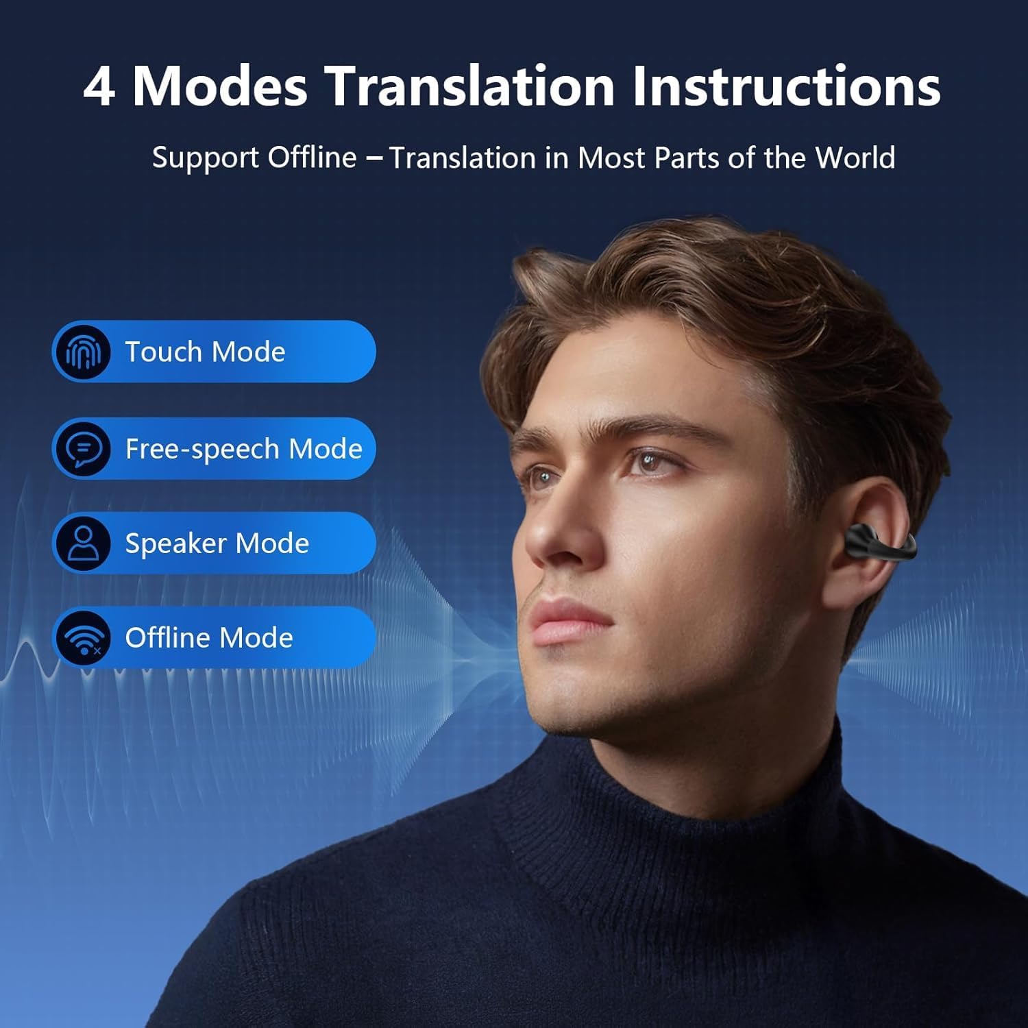 AI Translation Earbuds Real Time 144 Languages 60H Playtime Translator Ear Buds Audifonos Traductores Inglés Español Wireless Earphones Bluetooth Headphones for Travel Business Meeting01 - Image 4