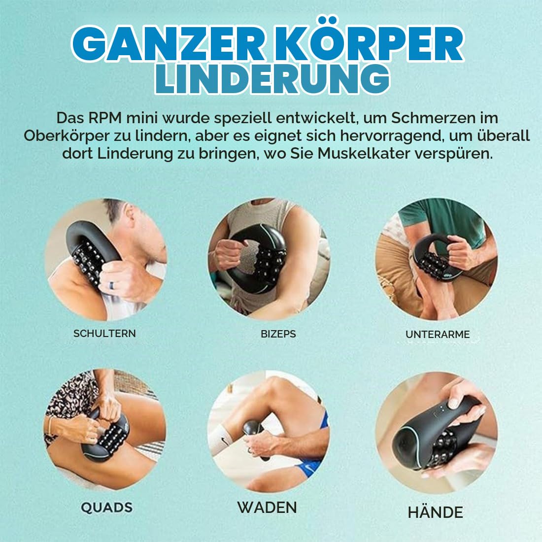 Elektrisches Handmassagegerät mit Rollen, Massageroller Elektrisch für Tiefengewebsmassage, Kabelloses Massagegerät Nacken Schulter und Beine, Faszienrolle Elektrisch zur Muskelentspannung (Upgrade)