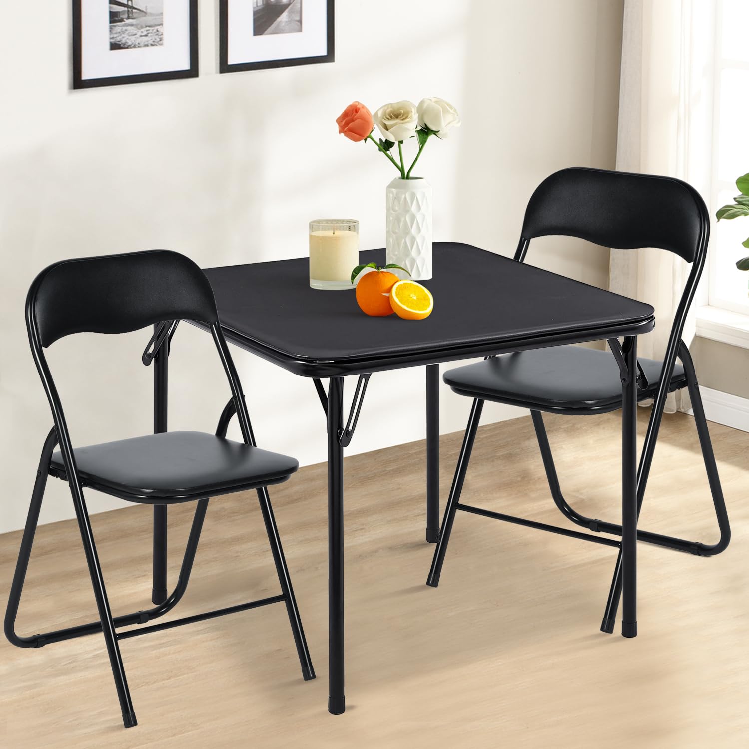 Amazon.com: FurnitureR Folding Table Set for 2 Person, 3-Piece