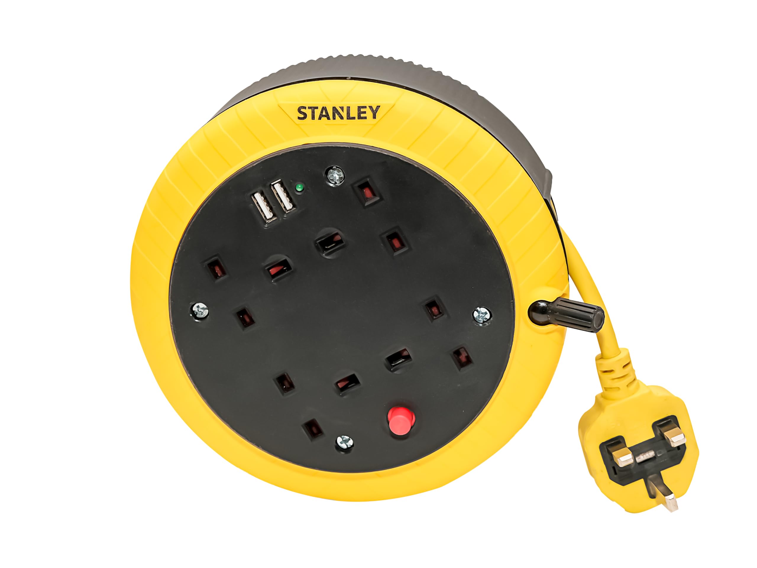 Stanley® Electrical Yellow Sxecgk2ohje Cable Reel 240V 13A 4-Socket + 2 Usb 5M