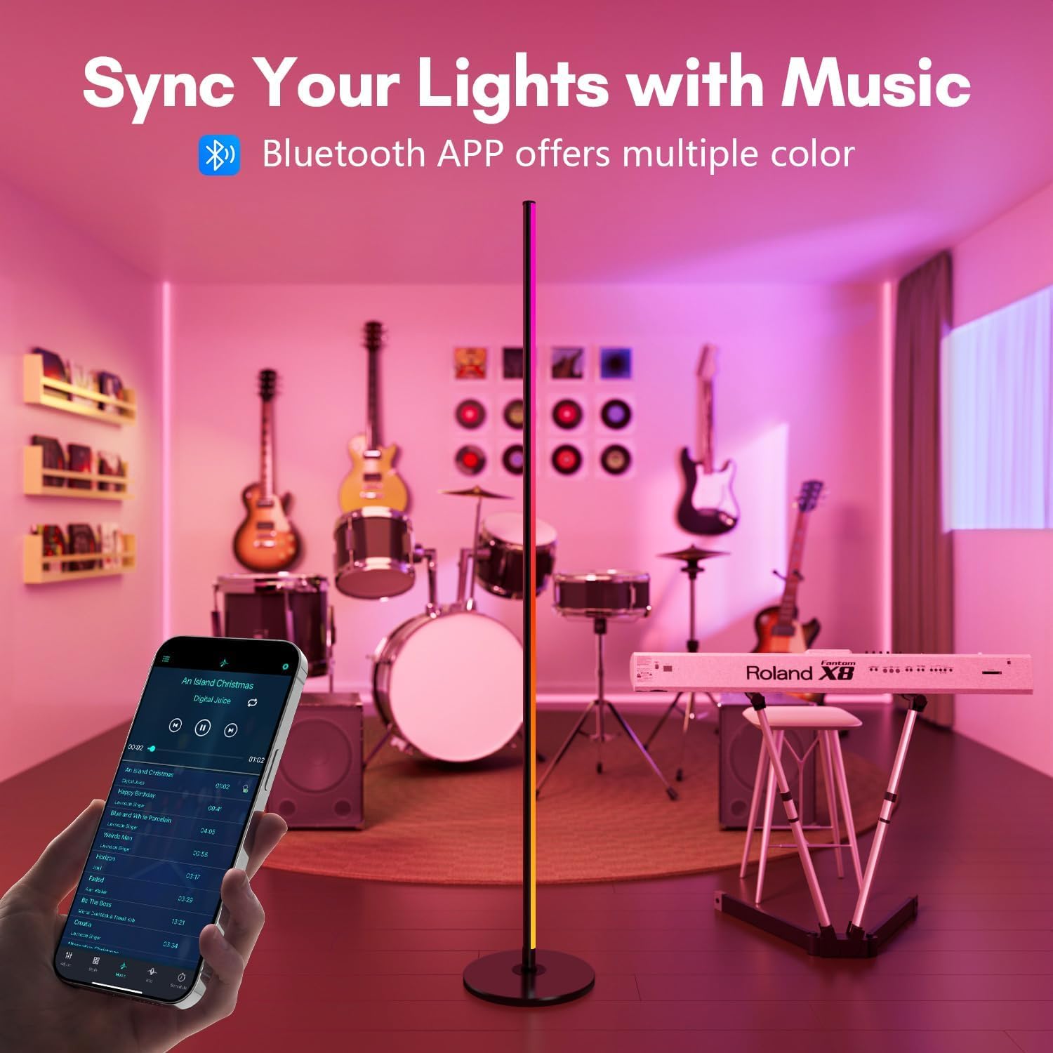 luckystyle Smart RGB+IC Corner Floor Lamp,Bright LED Tall Modern