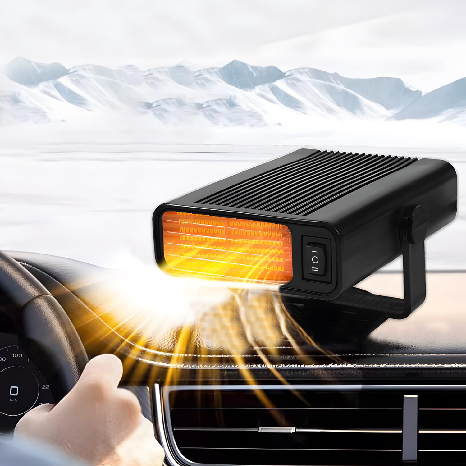 Riscaldatore per Auto Riscaldatore e Sbrinatore Portatile 12V 150W, Riscaldatore/Ventola di Raffreddamento 2 in 1, Presa Accendisigari