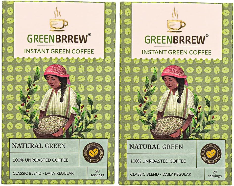 Natural Green | 100% Unroasted Coffee | Classic Blend | Daily Regular | 20 Servings | 60g (Pack Of 2)