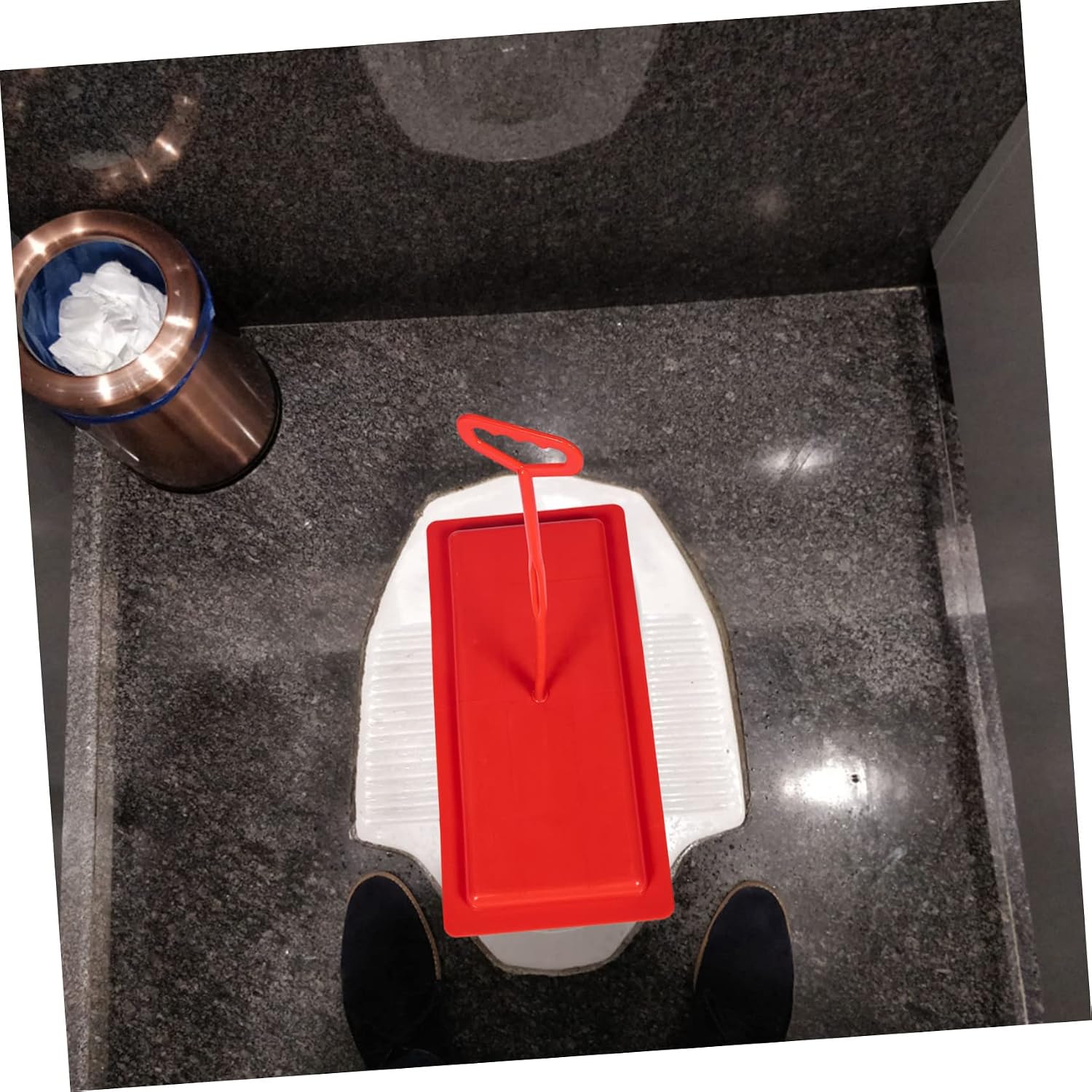 Amosfun Squat Toilet Cover Board Plastic Lid for Public and Home Use Safe Design to Prevent Falls Practical for Bathroom Renovation Red