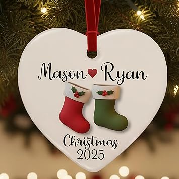 Personalized Couple Holding Hands Christmas Ornament 2025, Custom Date - Names Mr - Mrs Xmas Tree Gift for Anniversary, First Christmas Together