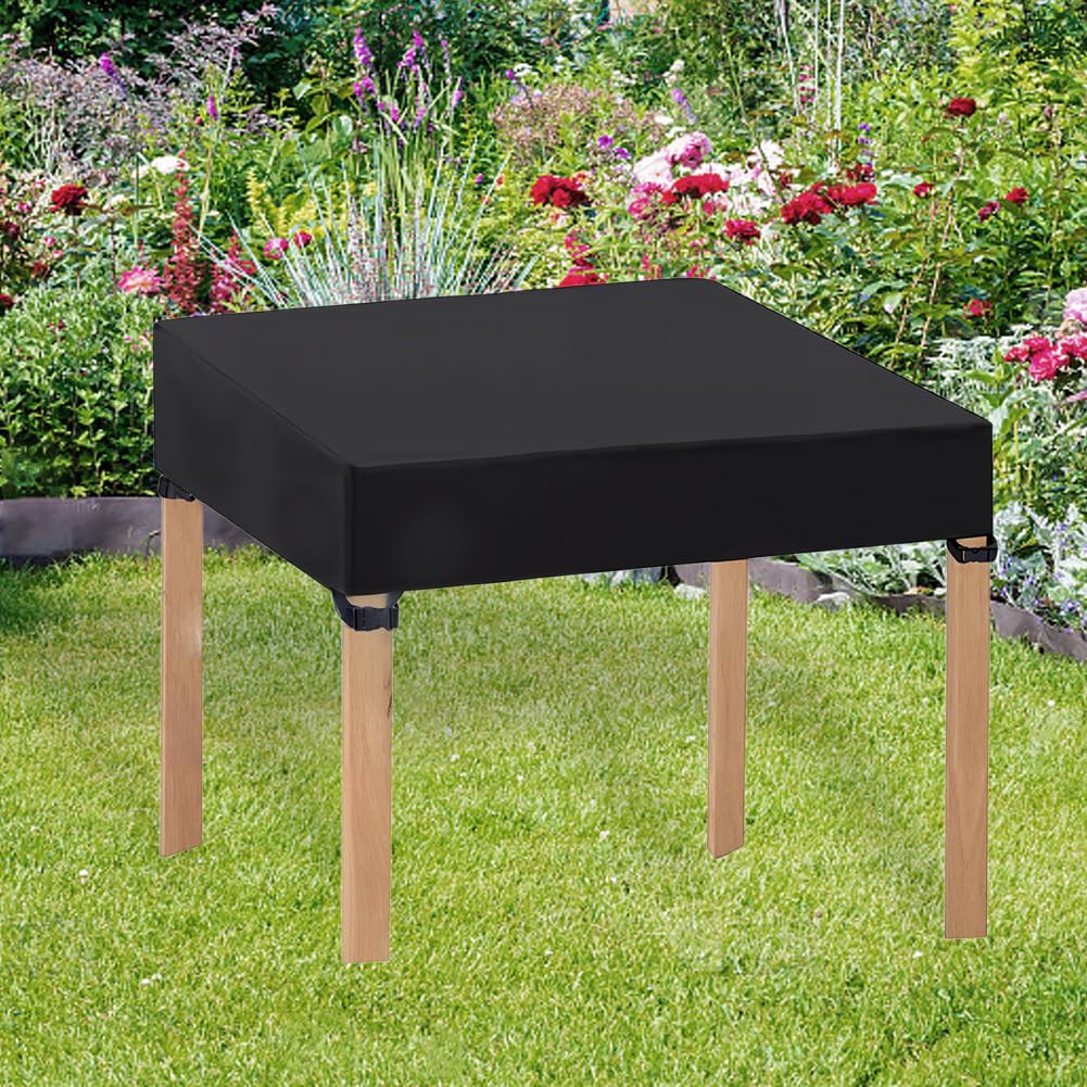 GORGECRAFT Copritavolo Quadrato da 112 * 112 * 10cm Copritavolo Elastico Nero Adatto per Tavoli Pieghevoli da 4 Piedi Copritavolo Antivento per Tavoli da Campeggio Banchetti Sala da Pranzo Giardino