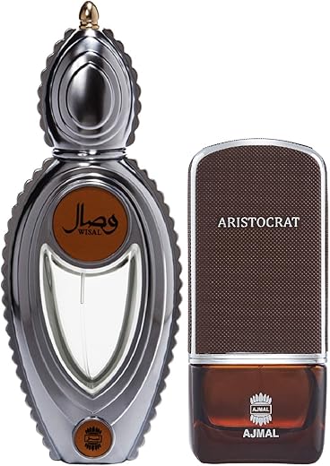 AJMAL Wisal EDP Floral Musky Perfume 50ml for Women and Aristocrat EDP Citrus Woody Perfume 75ml for Men + 2 Parfum Testers FREE, Pack of 2 (Wisal_Aristocrat_EDP)