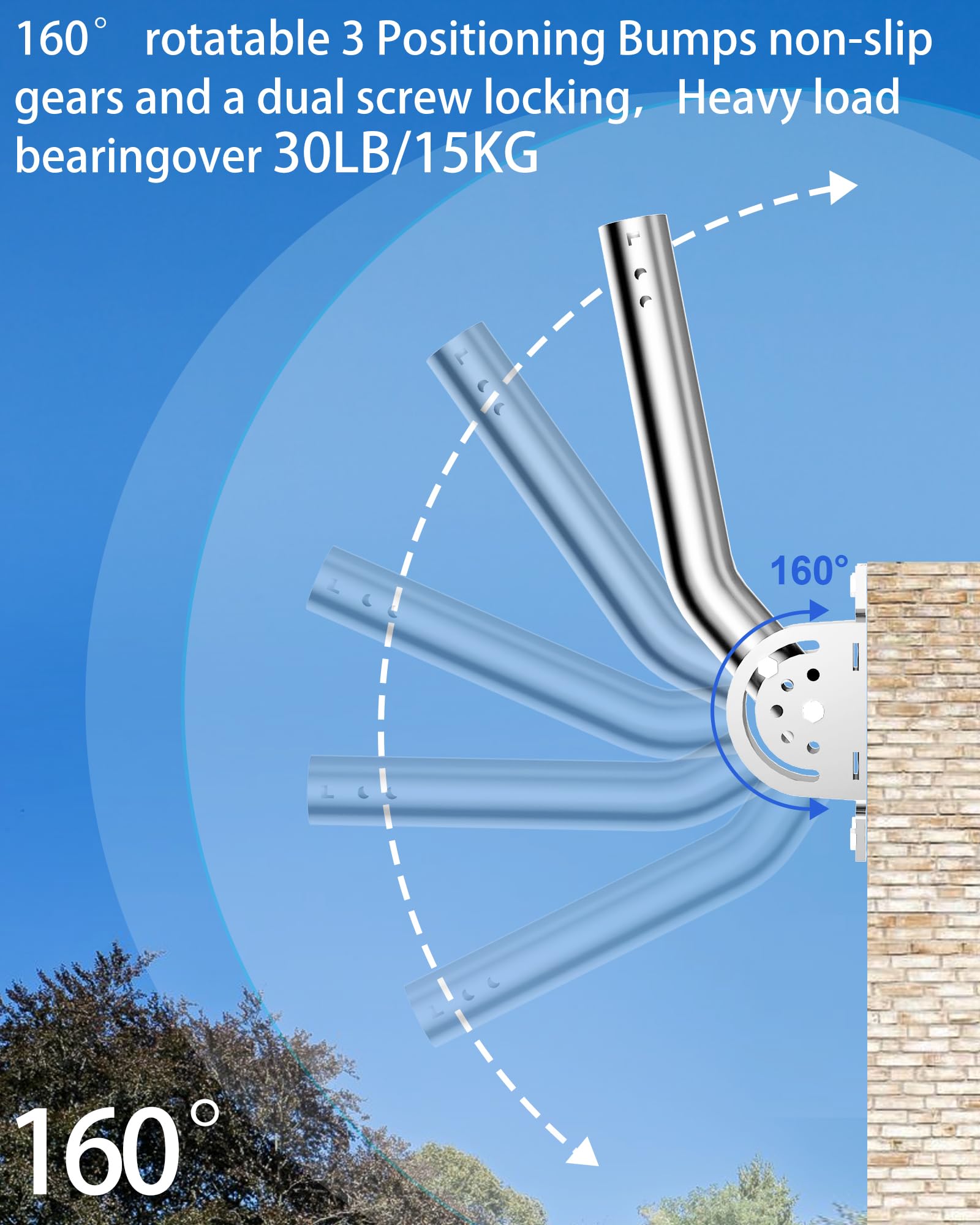 Heavy Duty Stainless Steel Pivot Antenna Mount Bracket with J-Pipe Mast (1.38'' x 12'') - Versatile Wall, Eave, or Roof Mounting for Outdoor TV Antennas and Starlink Dishes