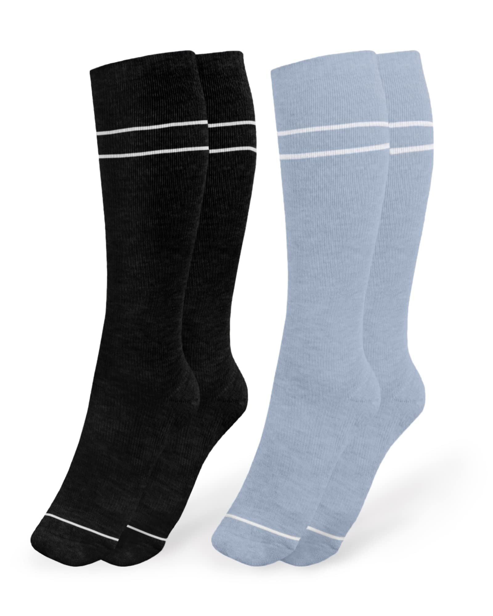 Kindred Bravely Compression Socks 2-Pack | Graduated Compression Socks for Circulation Pregnancy Travel (Stone Blue & Black, Small)