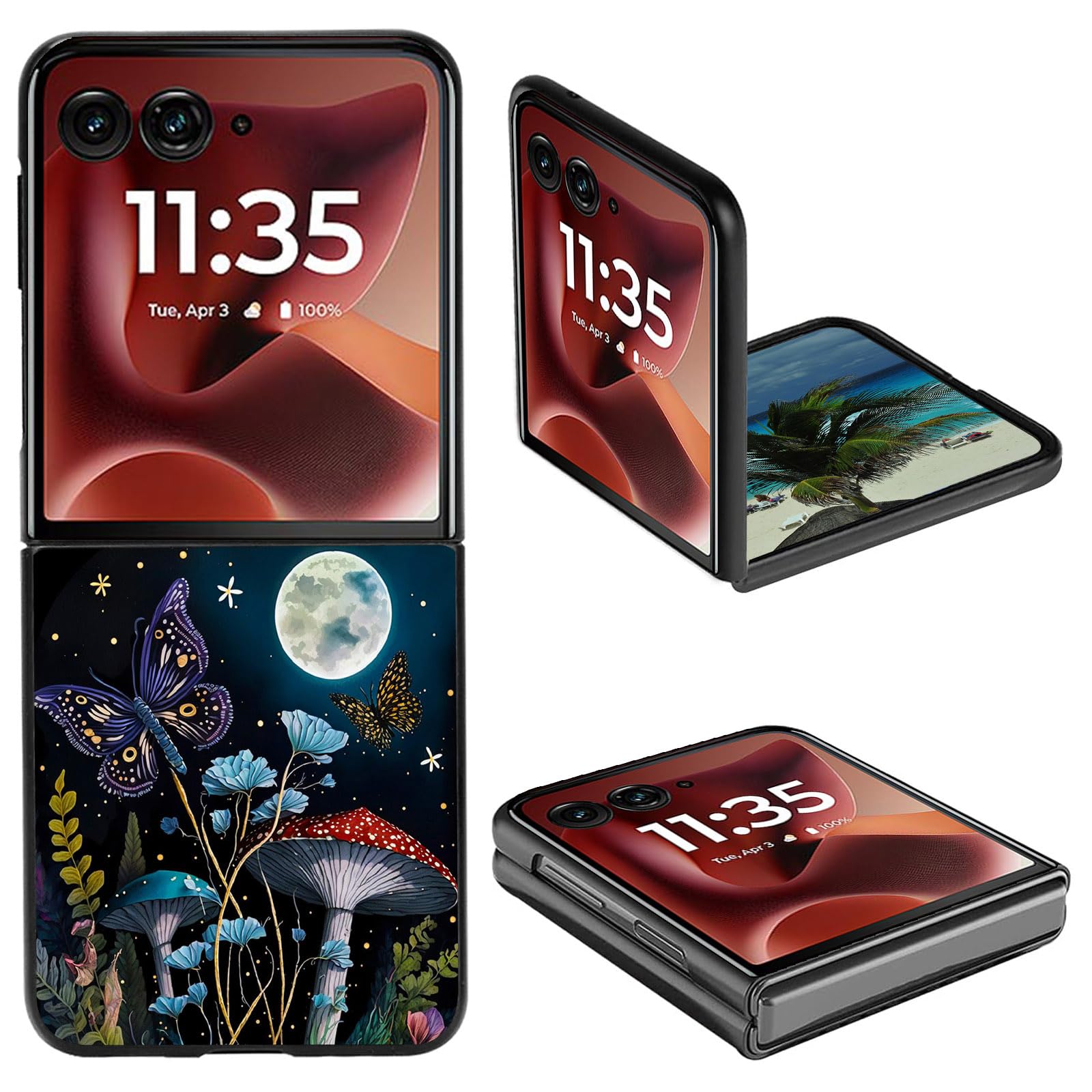 Coque Galaxy Z Flip 7 rigide PC imprimé champignon lune - 8