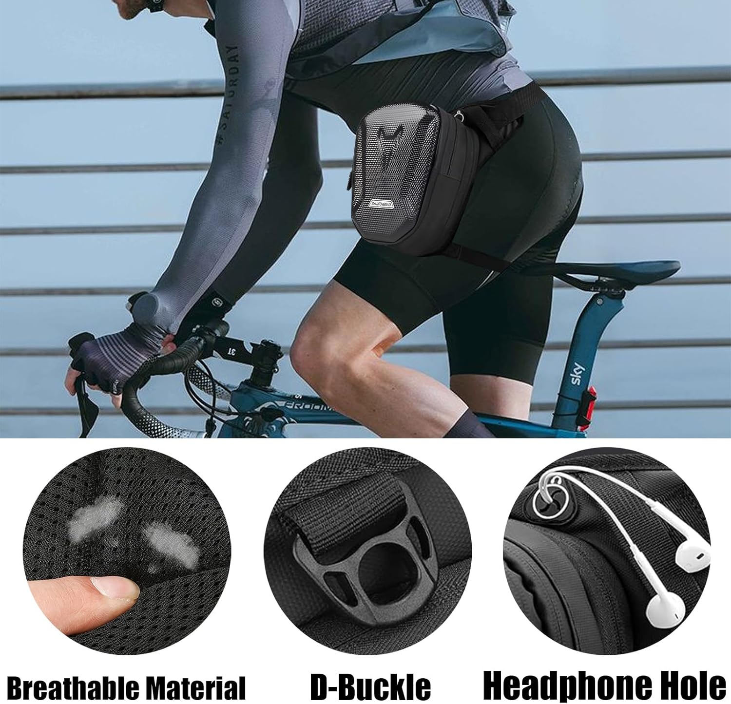 Motorcycle Leg Bag, Thigh Bag for Riding, Drop Leg Pouch for Men & Women–with Removable Straps, Waterproof Fanny Pack, Phone Purse–Travel Hiking Cycling Outdoor,Black - Image 6