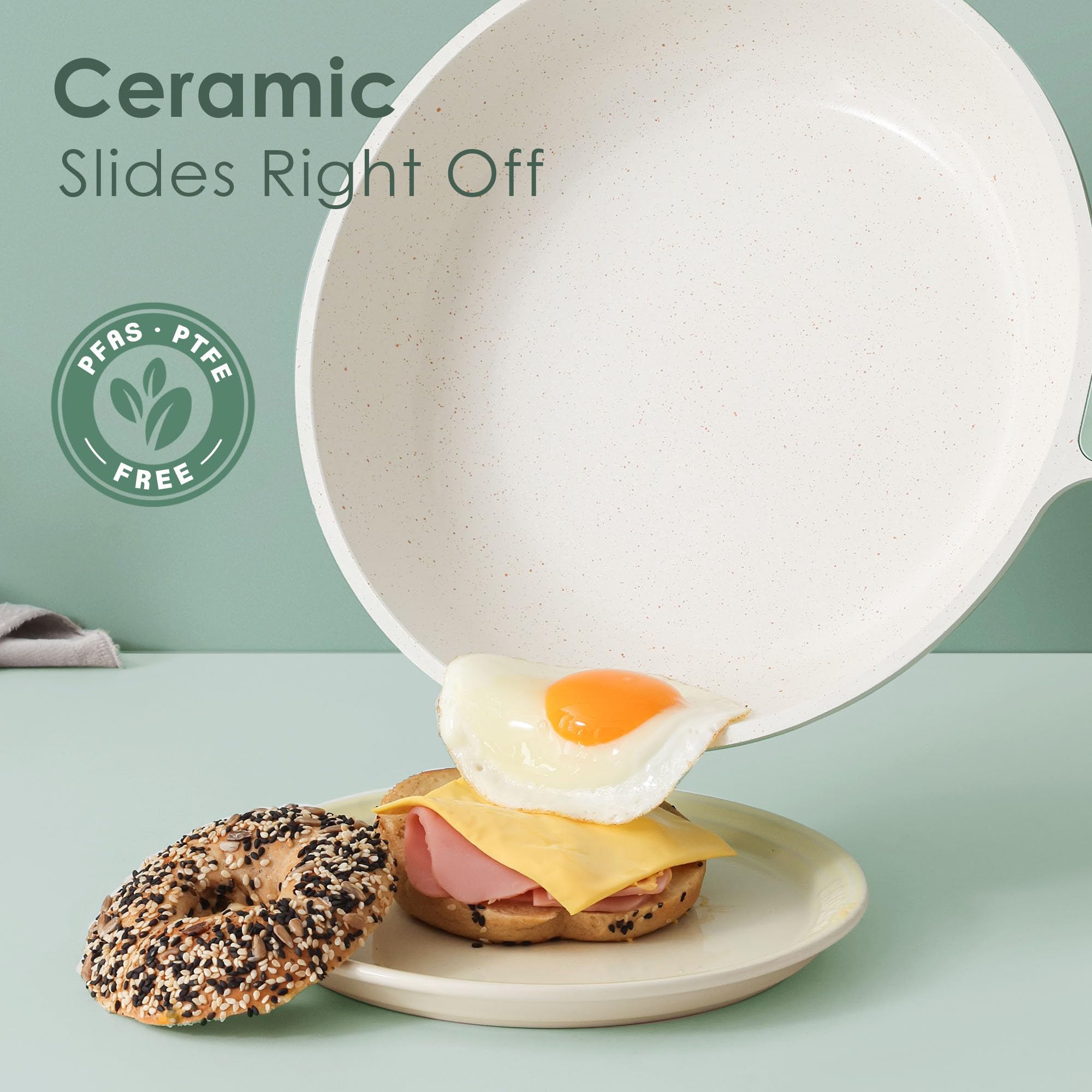 SENSARTE Nonstick Cookware Set 13-Piece, Non Stick Pots and Pans Set with Swiss Granite Coating, Healthy Kitchen Cooking Set, Stay-Cool Handles, PFOA Free: Mint Green