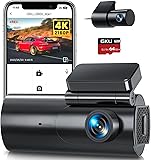 GKU 4K Dash Cam Front and Rear, 5GHz WiFi Dashcam with 64GB SD Card, Dual Car Camera Dash Cam with Parking Monitor, Night Vision, WDR, 170° Wide Angle, G-Sensor, Loop Recording, APP Control, Max 256GB Black