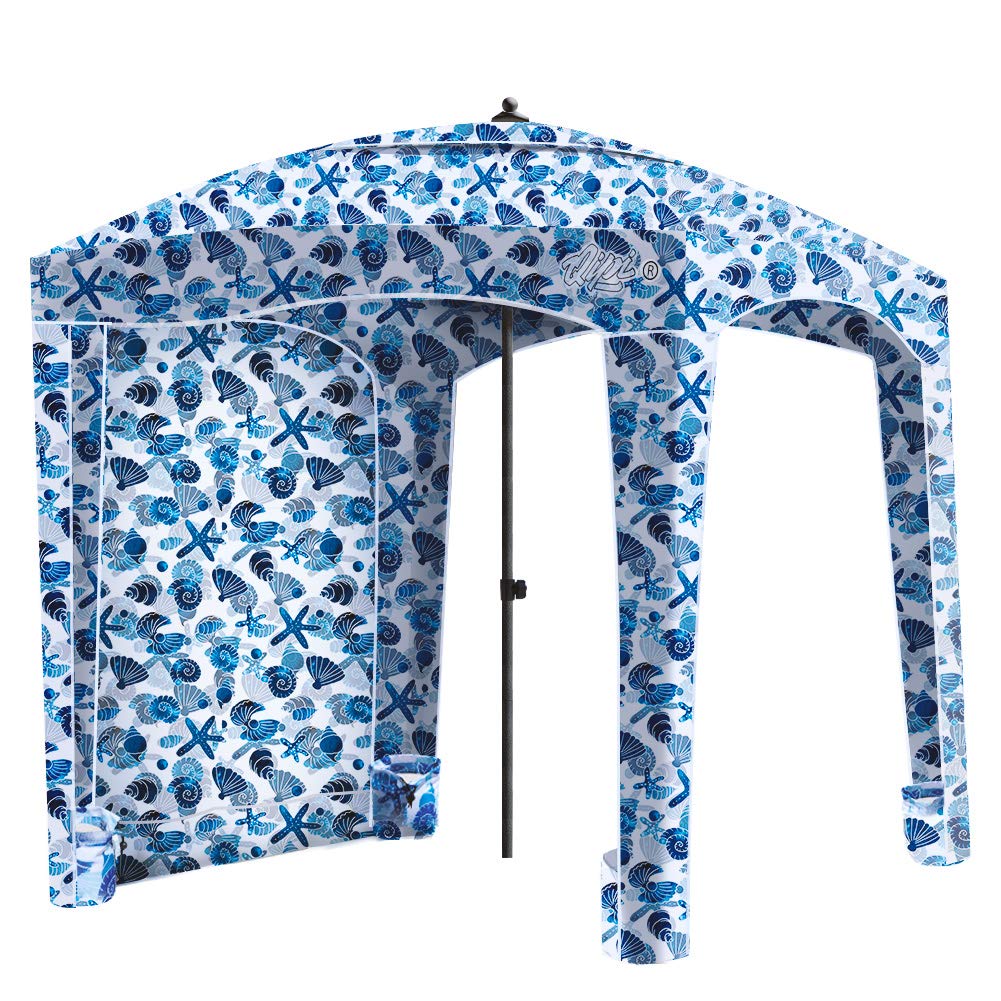 Qipi Beach Cabana - Easy to Set Up Canopy, Waterproof, Portable 6' x 6' Beach Shelter, Included Side Wall, Shade with UPF 50+ UV Protection, Ultimate Sun Umbrella - for Kids, Family - Sea Life