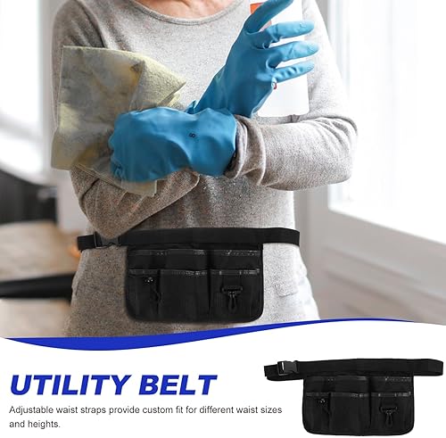 Miniatura 5 de UPKOCH Riñonera de nailon para herramientas de cintura, herramienta de limpieza ajustable, delantal, organizador de herramientas de jardín con 6