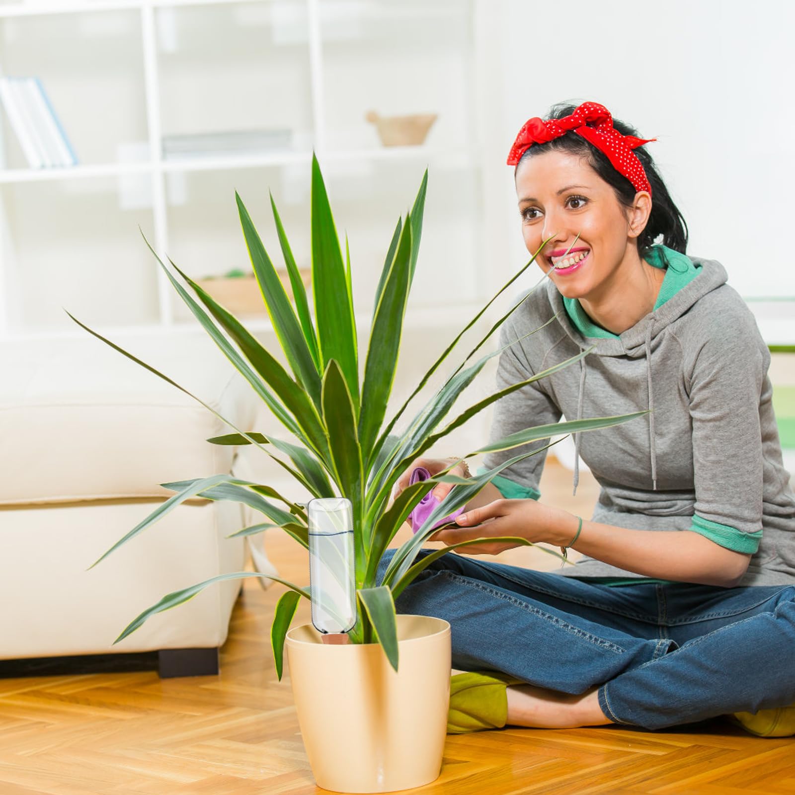 Lot de 8 dispositifs d'arrosage automatique en terre cuite pour plantes avec bouteilles en plastique, à libération lente pour intérieur ou extérieur