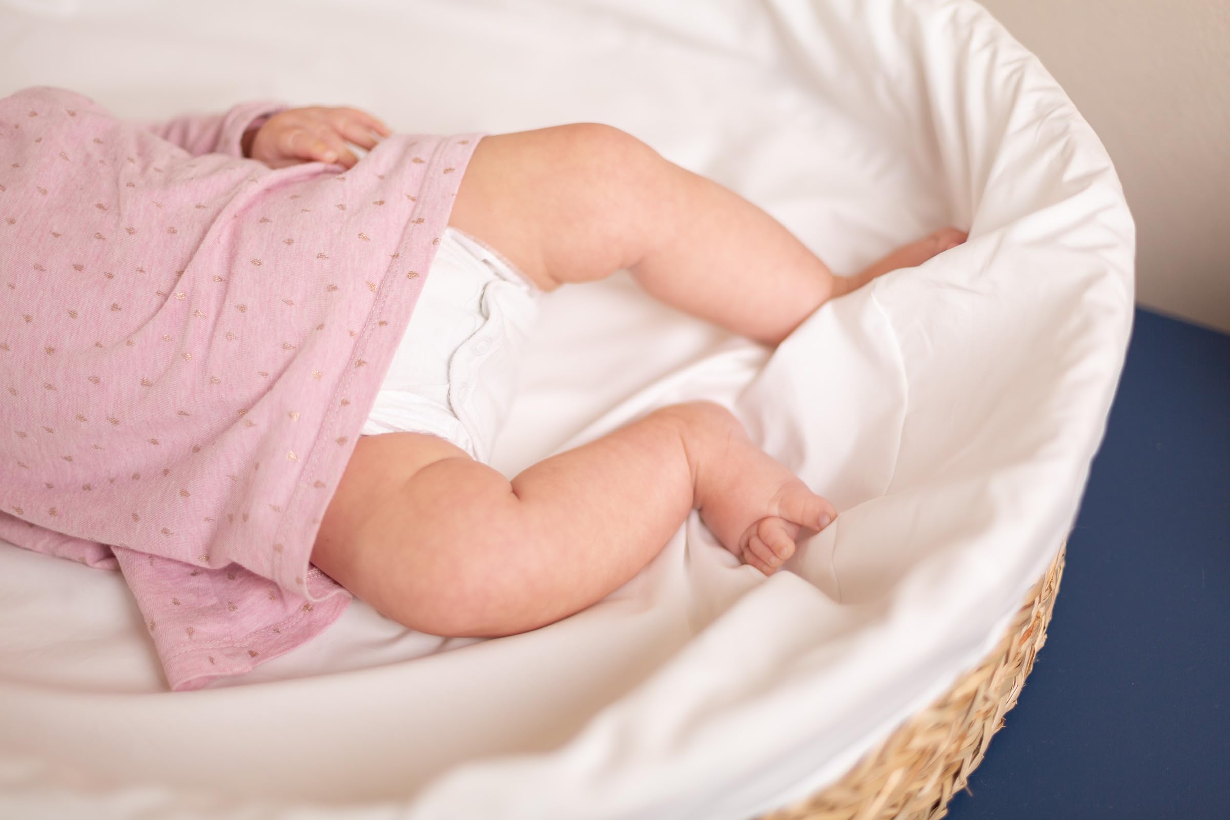 CHILDHOME, Panier à langer bébé jonc de mer, Matelas à langer, Table à langer, Housse 100% Coton incluse, Tissus certifiés Oekotex, Bohème, 0-12 mois, Confortable, Lavable