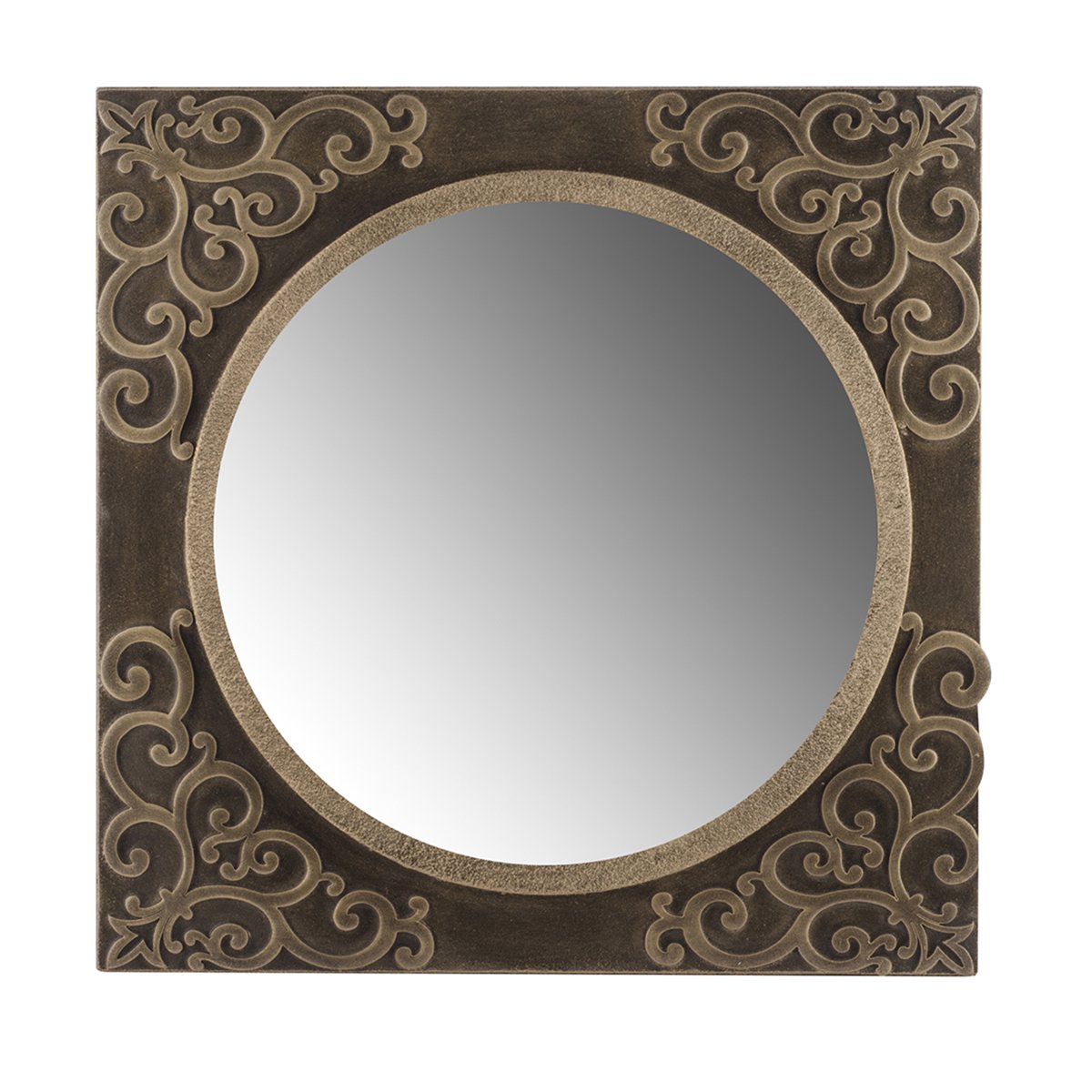 Akhani Handicrafts Brown Color Wooden Square Wall Hanging Mirror