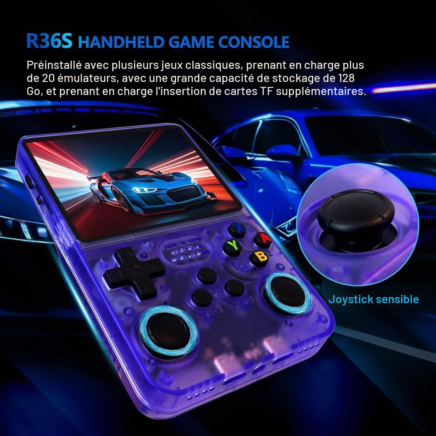 R36S Console de Jeu Portable rétro 128G-Écran IPS de 3,5 Pouces avec 40000+ Jeux Classiques Lecteur de Jeu vidéo Portable Open Source Linux OS avec Batterie 3500mAh (Vert)