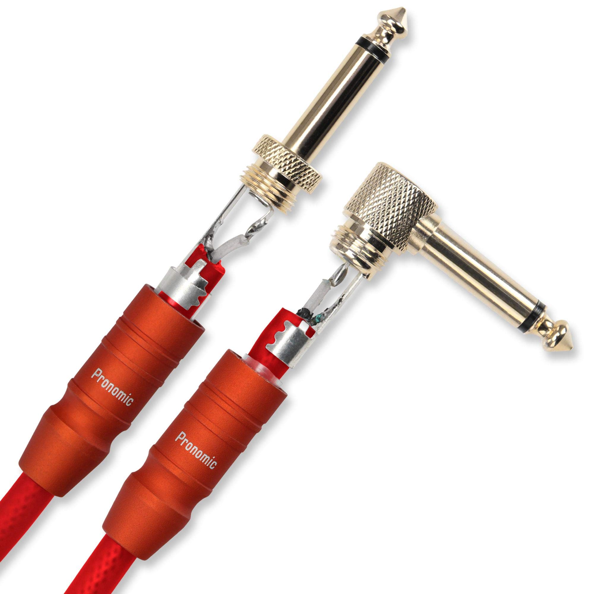 3 x Pronomic Trendline INST-A-6R kabel jack 6 m (profesjonalny kabel do gitary/instrumentów, jack 6,3 mm, pozłacany 24-karatowym złotem, elastyczny i wytrzymały płaszcz zewnętrzny, w zestawie zapięcie na kabel, czerwony