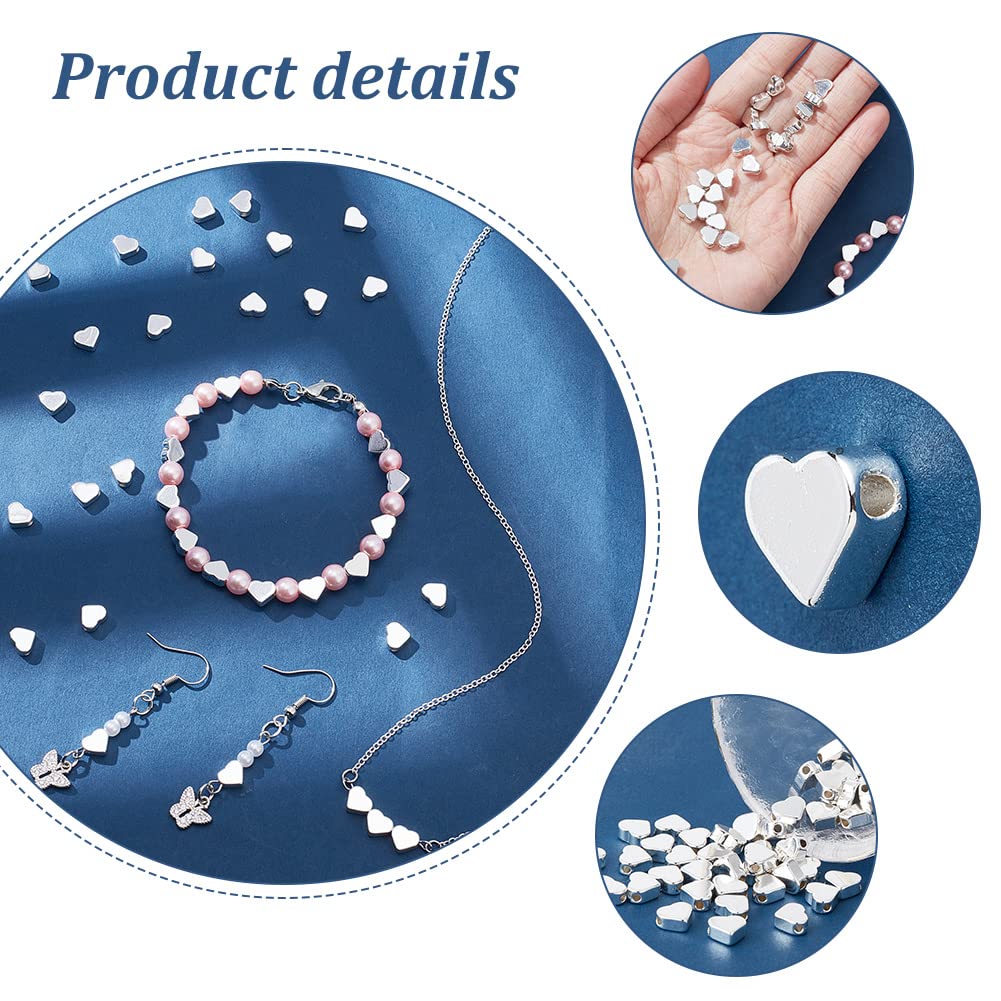 PH PandaHall 60pcs Perles De Coeur 3 Styles Perle D'espacement En Forme