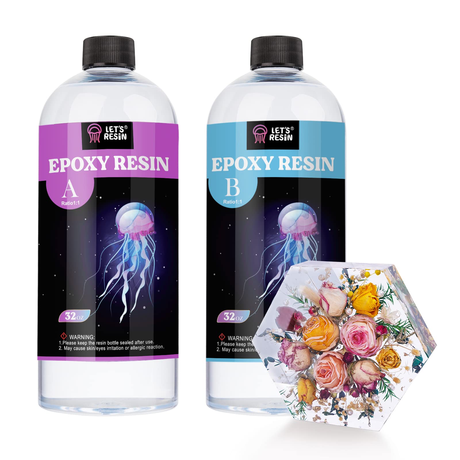 Buy LET'S RESIN Crystal Clear Epoxy Resin, 64oz Bubbles Free Epoxy