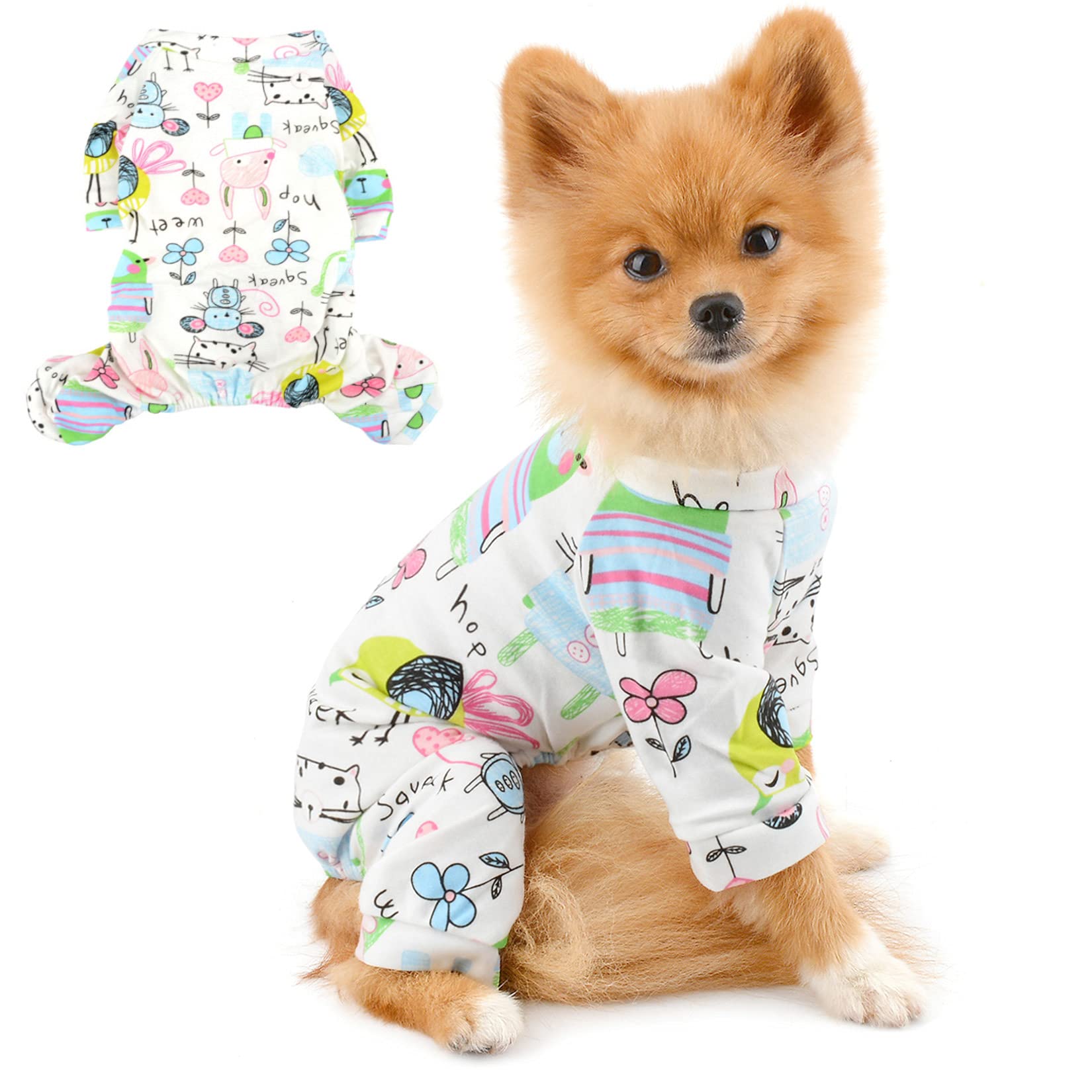 PAIDEFUL Pet Pajamas for Small Dogs Cute Pattern Cotton Pjs 4 Leg Sleepwear Jumpsuit All Season Indoor Clothes for Puppy Chihuahua Yorkie โ image 1