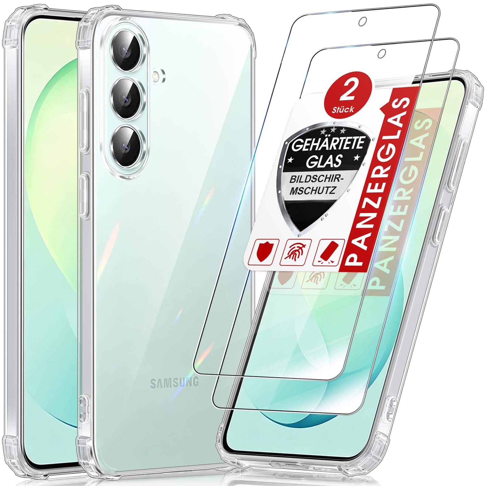 LeYi für Samsung Galaxy S26 FE-5G Hülle mit 2 Stück Schutzfolie-Transparent