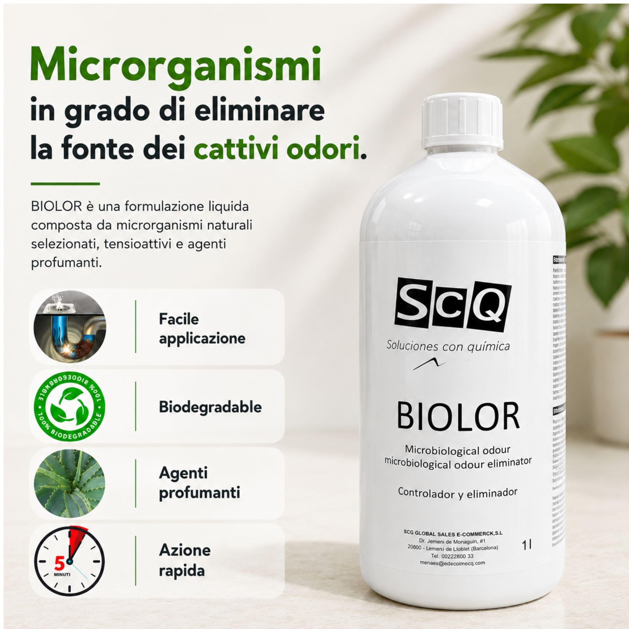 Eliminatore di Odori per Scarichi | Trattamento Biologico per Fogne, WC, Fosse Setticche | Neutralizzatore di Odori per Lavandini e Bagni | Rimuove Cattivi Odori da Tubi