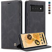 Cracedily Mobile Phone Case for Google Pixel 6 Pro, Premium Leather Case, Foldable Flip Case, Magnetic Card Slot, Stand Function, Protective Case for Google 6 Pro, Black