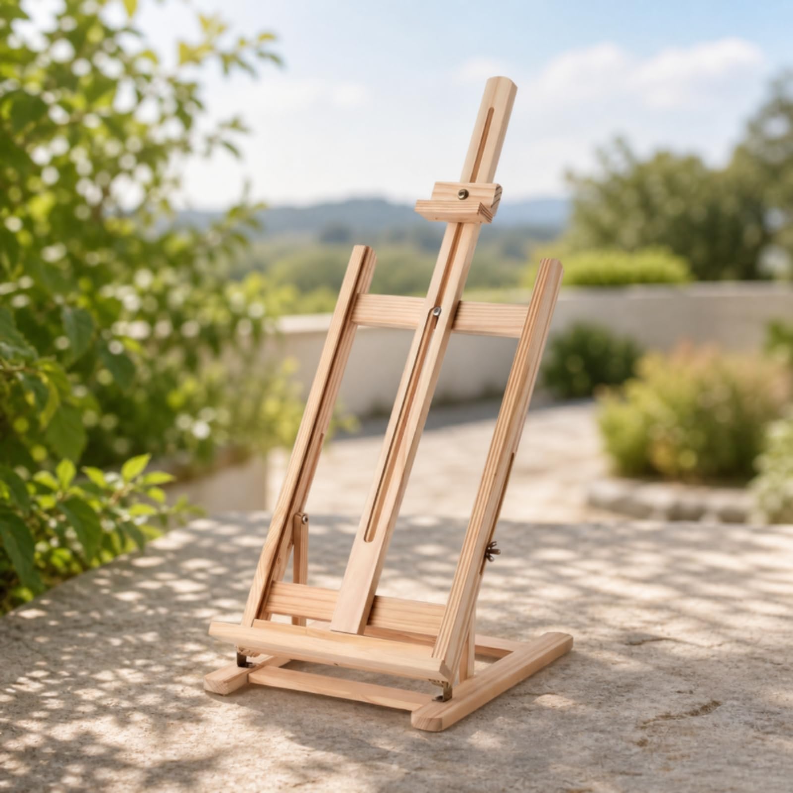 Caballete de Mesa Portátil Caballete Atril Soporte Exhibidor en Madera de Pino con Respaldo Regulable y Base Firme, 95, Caballete De Escritorio De Madera De Pino Modelo 95