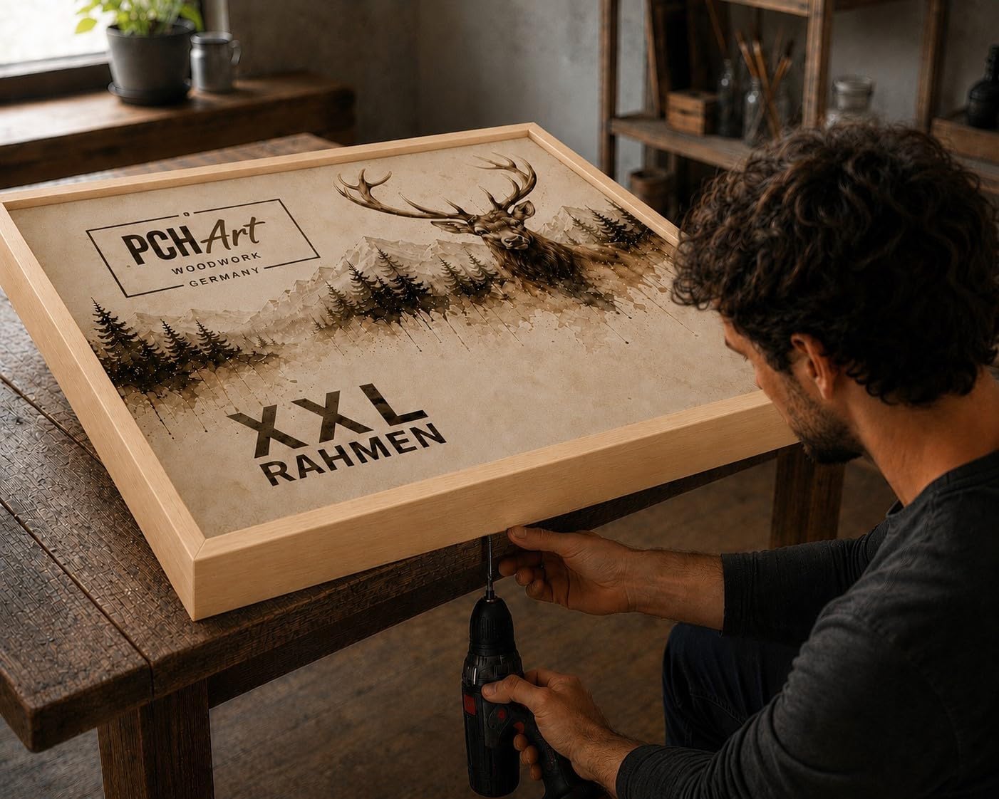 XXL Schattenfugenrahmen, 80x160 cm, Buche